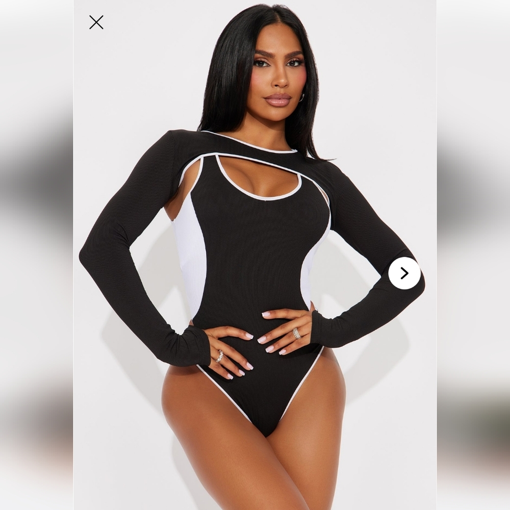 Black and White Long Sleeve Bodysuit